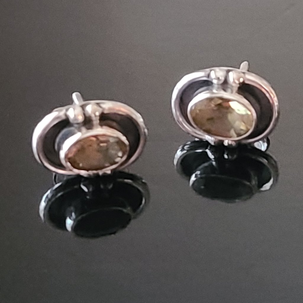 Citrine Stud Earrings Sterling Silver-Citrine Stone Earrings In Sterling Silver